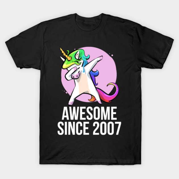 Kid 12 Yrs Old 12th Birthday Unicorn Dabbing 2007 T-Shirt by Xizin Gao